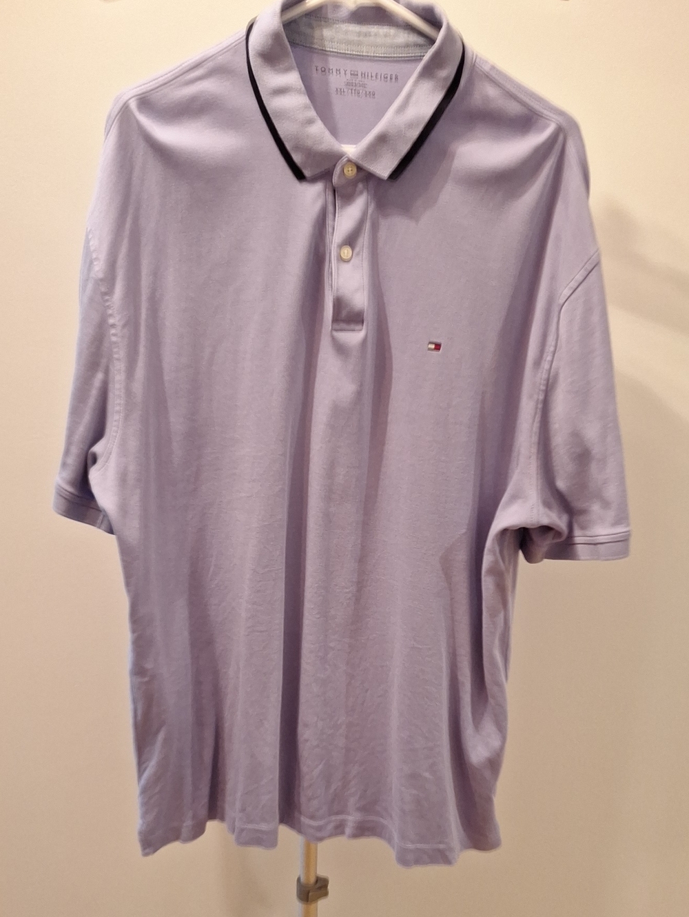 Tommy Hilfiger Men’s Light Lavender Polo with Black-Trim Collar